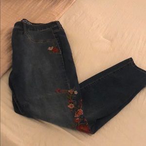 Never worn Skinny Jeans with Floral Embroidery